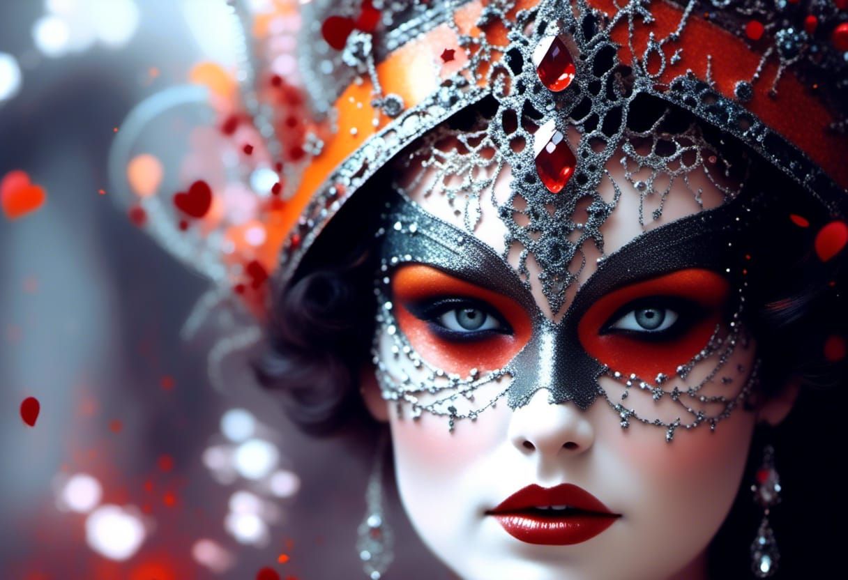 Alice as Queen of Hearts in Splatter Paint Style