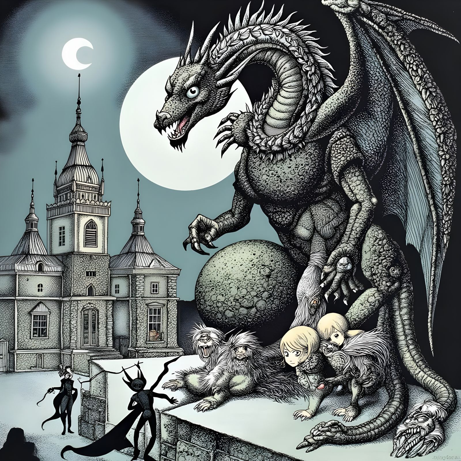 Fantasy Creatures in a Hans Arnold-Inspired Aesthetic