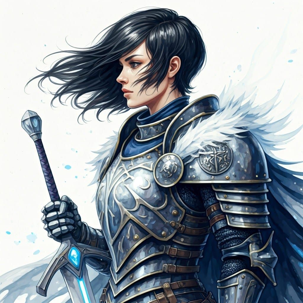 Fantasy Paladin Warrior in Steel Armor