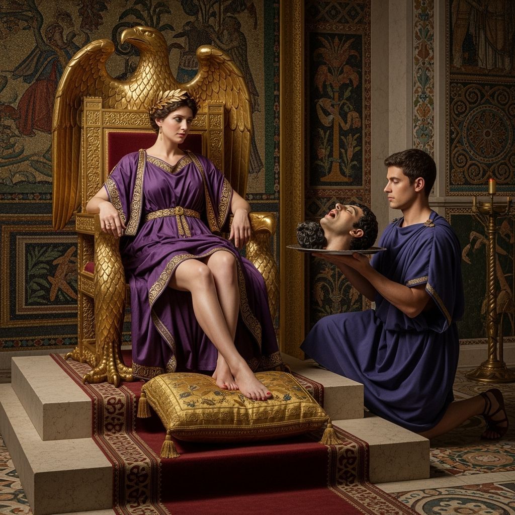 Roman Empress Enthroned in Lavish Throne Room