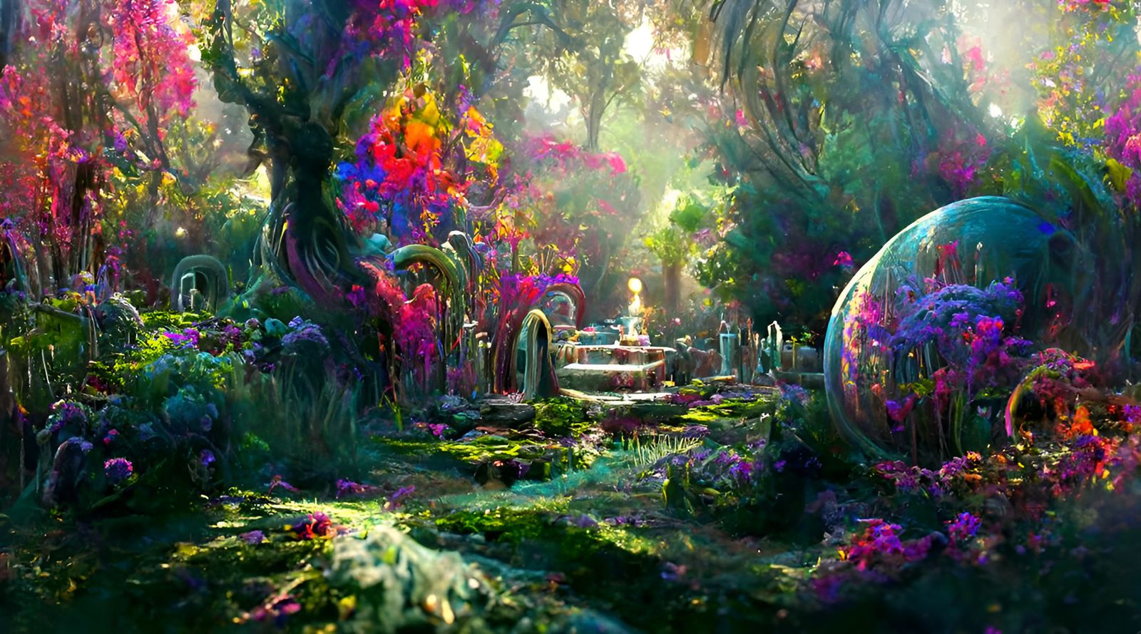 Psychedelic Garden Scene by Multiple Artists