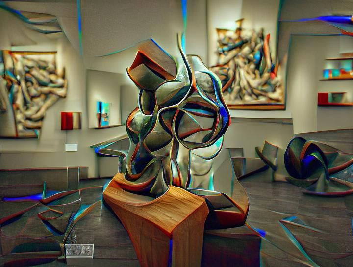 Abstract Sculpture on Display in Art Museum