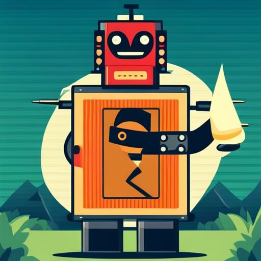 a no robot allowed sign! the sign is held by a robot, vector art, by Robert Richenburg, les automatistes, machine learni...