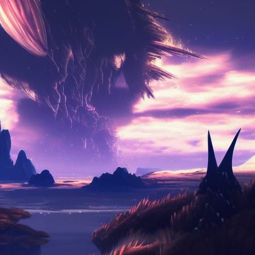 Mystical Nighttime View of Xenoblade's Gaur Plains