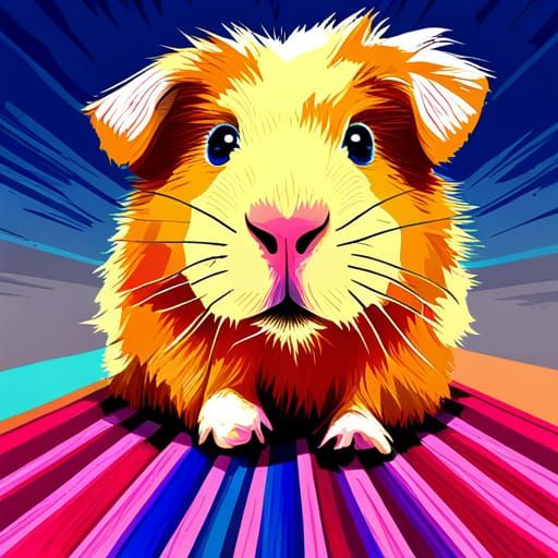 Guinea Pig in Geometric Pop Art Style