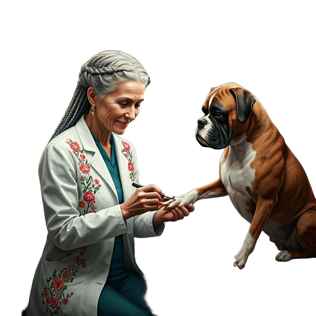 Woman Paints Dog Nails in Detailed Matte Painting