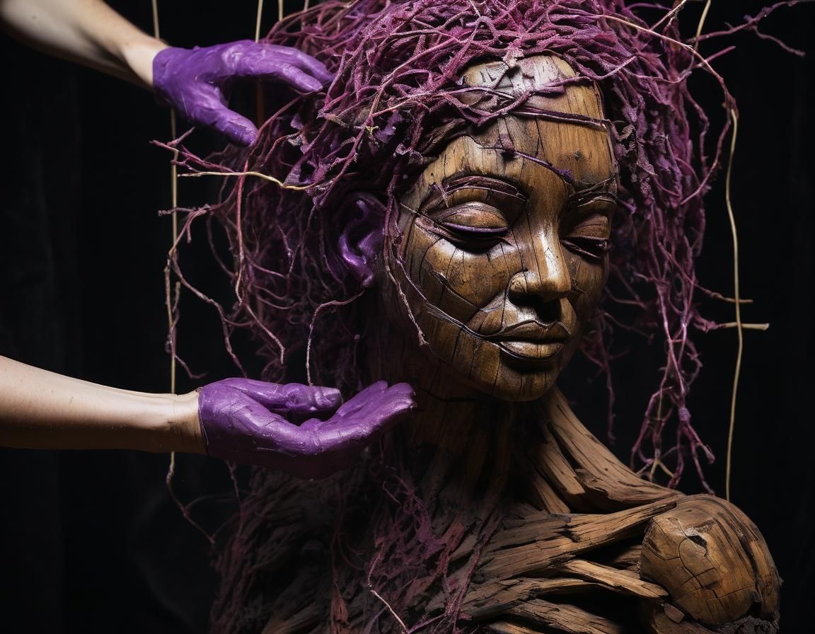 Marionette Sculpted from Wood: Time-Lapse Digital Art
