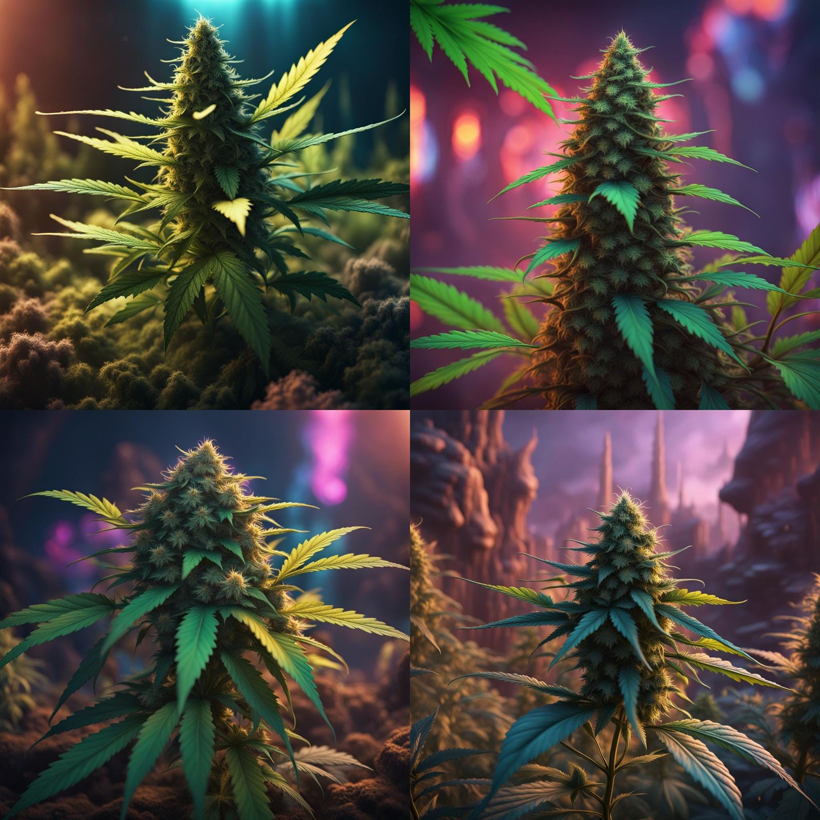 Detailed Marijuana Matte Painting in Deep Color
