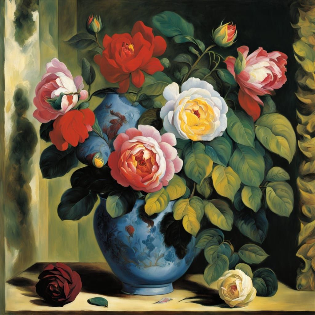 Hidden Roses in Refrigerator, Impressionist Style