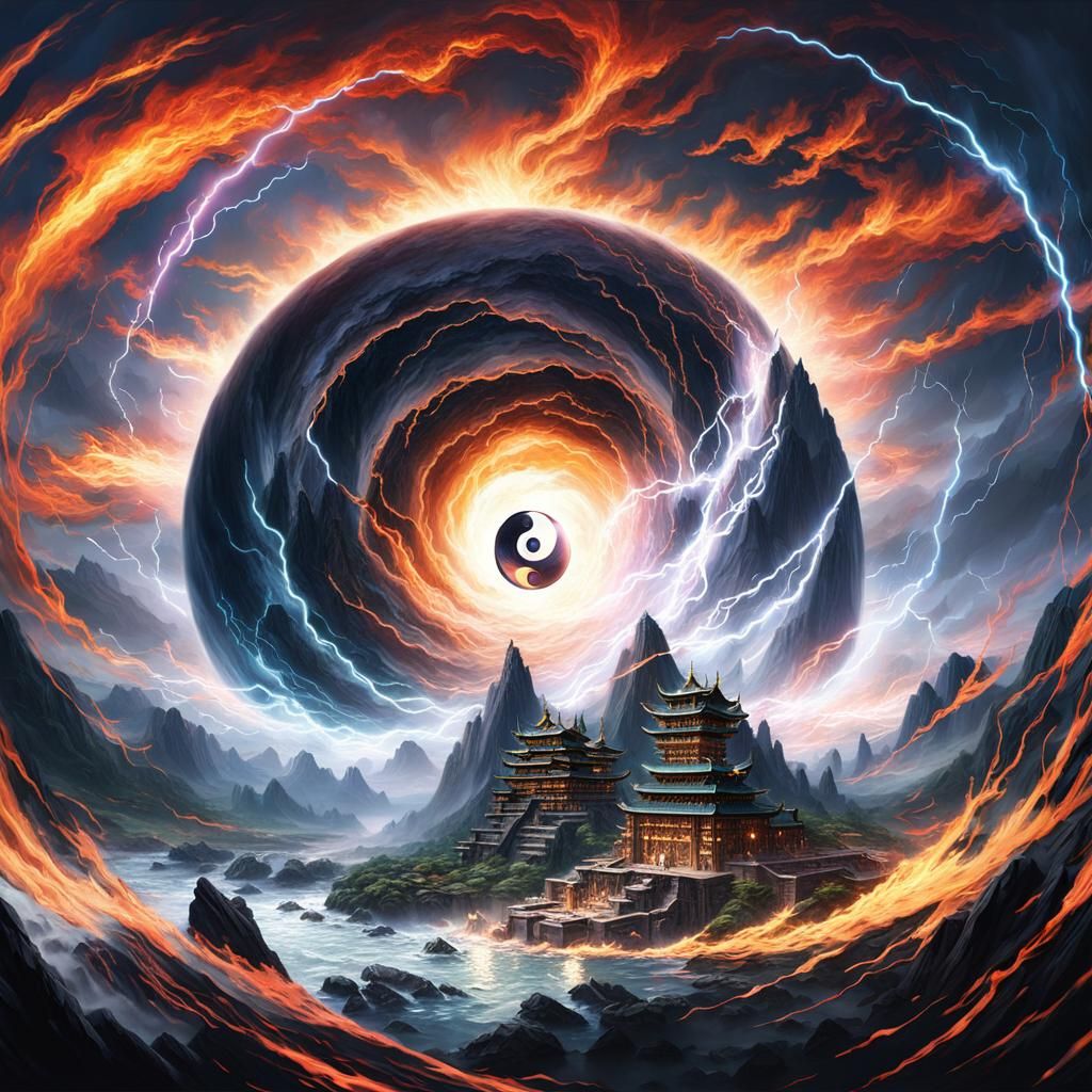 Yin and Yang Battle in Digital Matte Painting