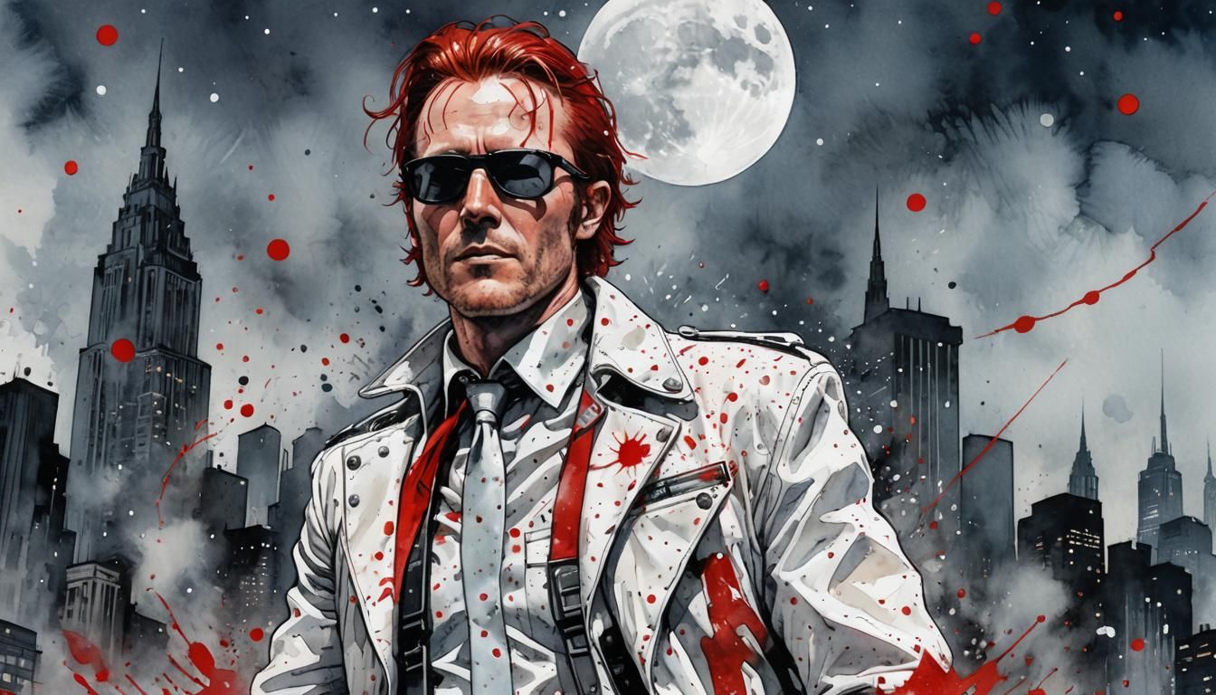 Gotham City Comic Book Art of Red-Haired Man