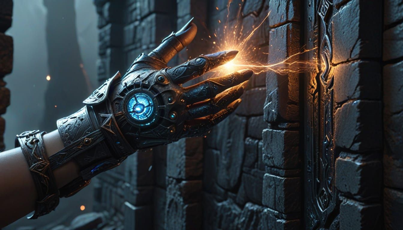 Warrior Hand Emerges Through Magical Portal in Dark Fantasy ...