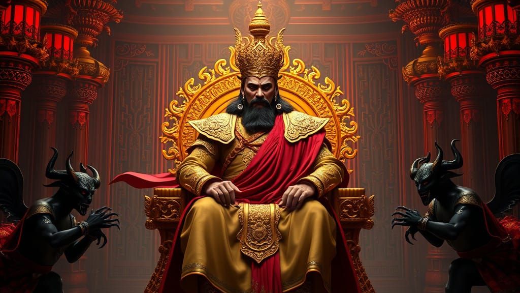 Majestic King Hiranyakashipu, Unrivaled Ruler of a Grand Thr...