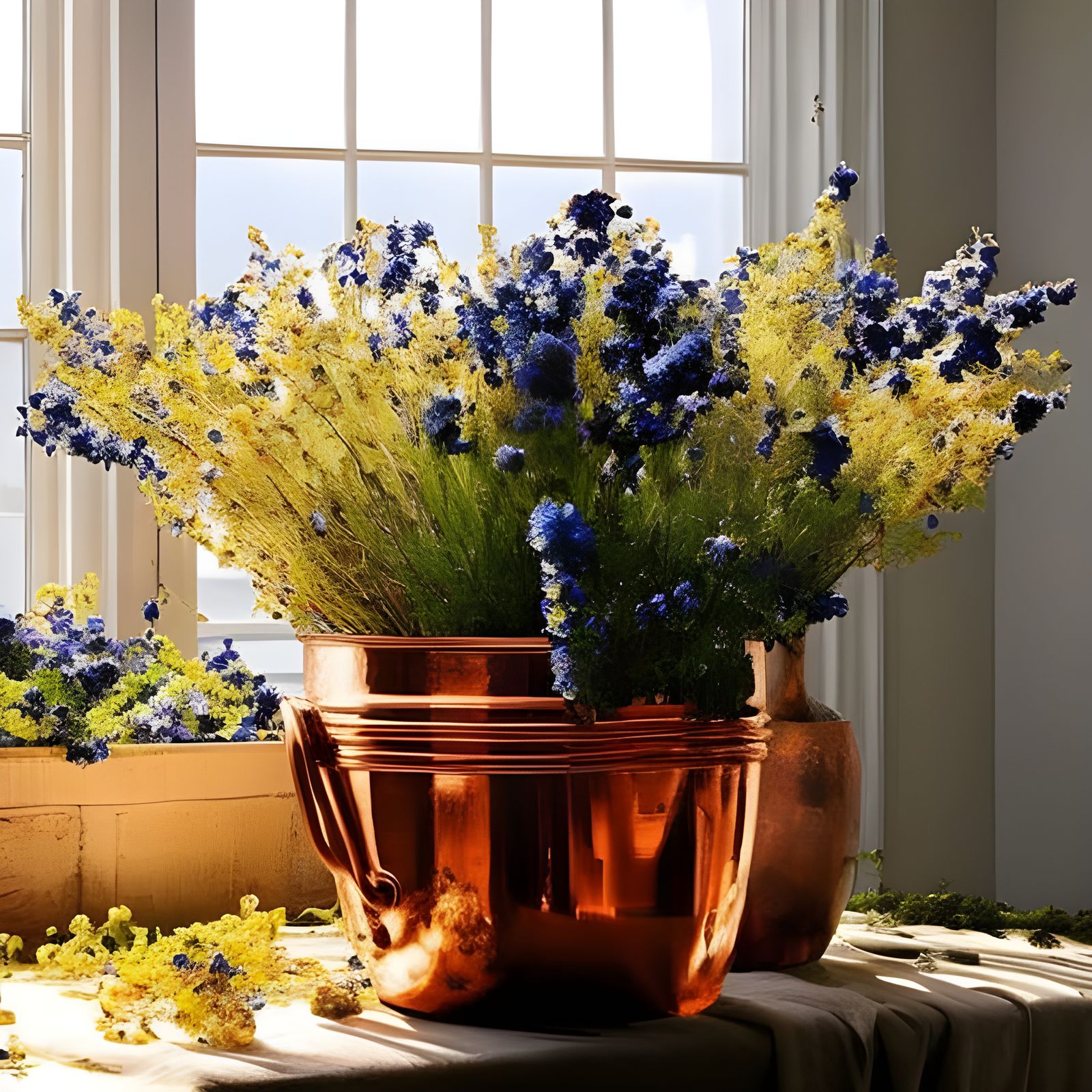 Still Life with Flowers in Style of Pollock and Vermeer