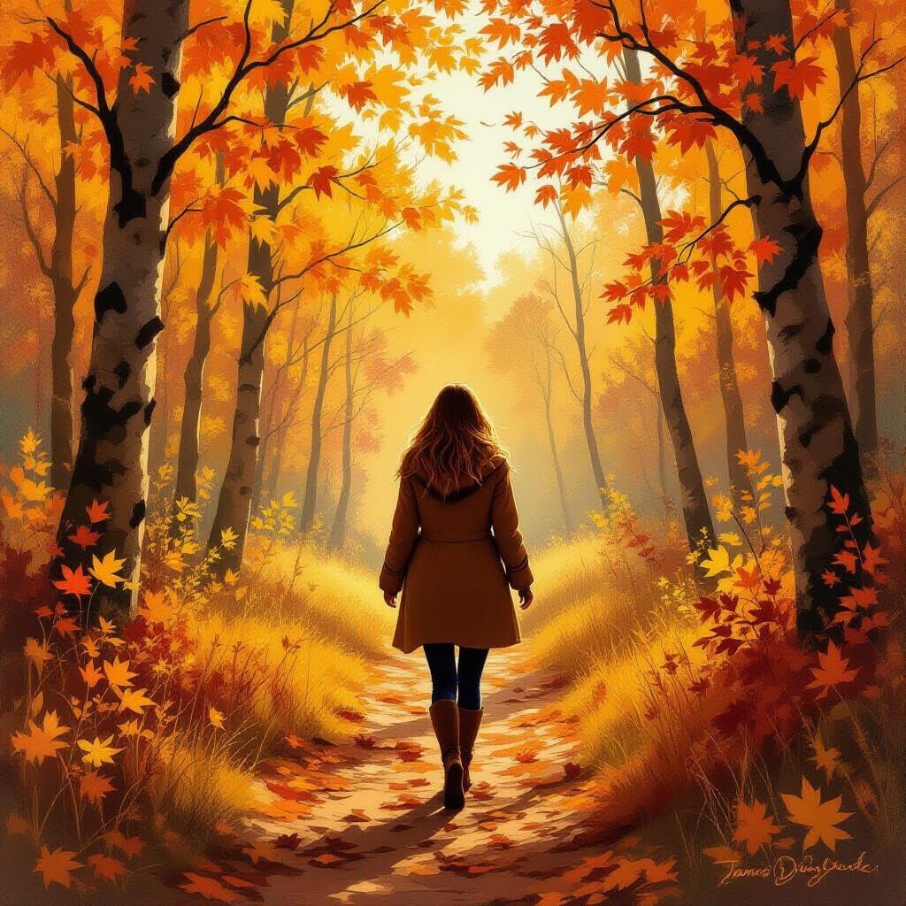 Autumn Forest Walk in Landscape Style