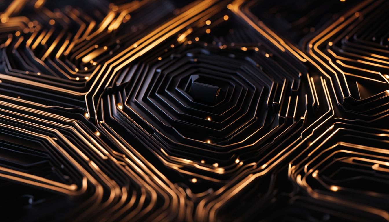 Abstract Alien Tech Circuitry in Origami Style