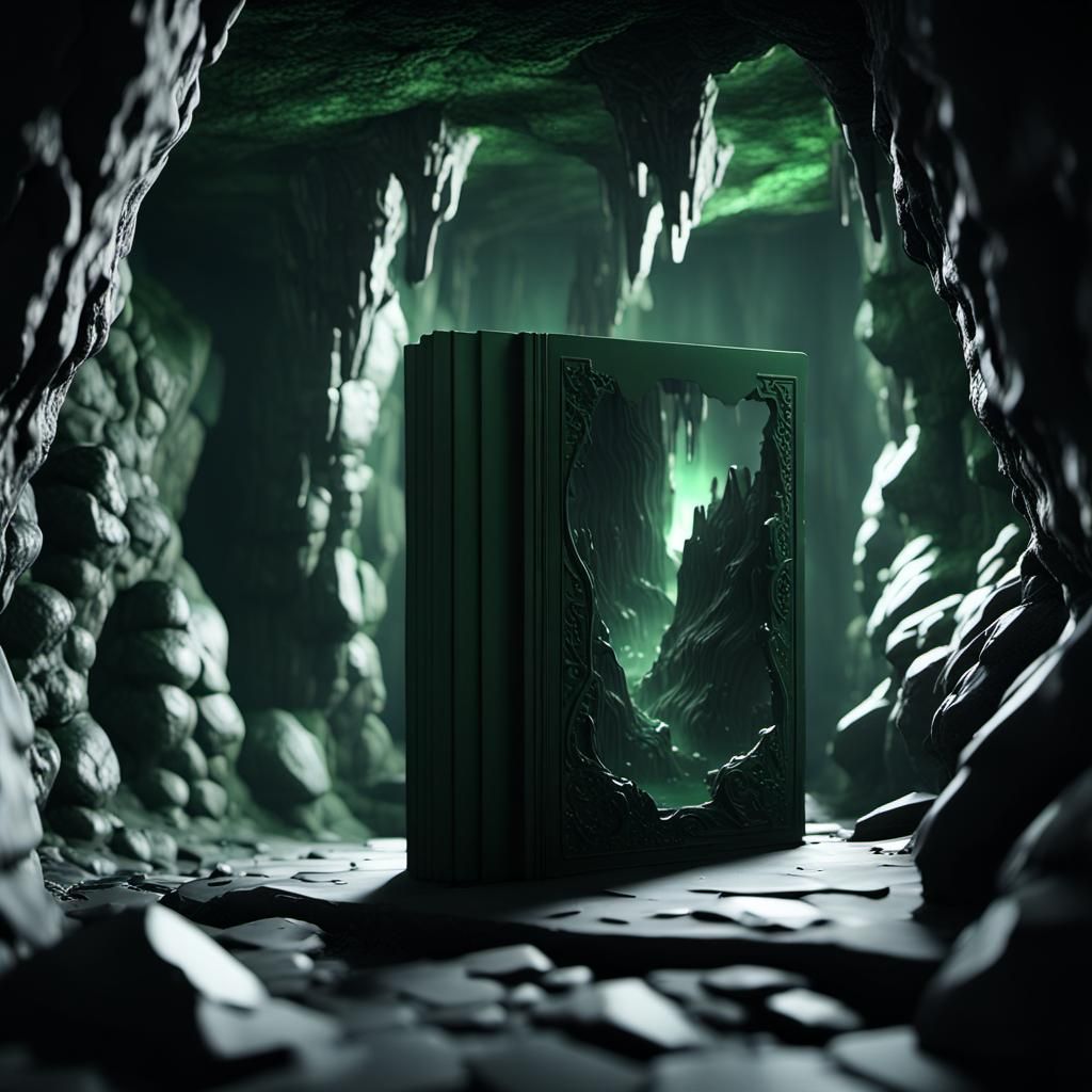 Book Falling in Dark Cave: 3D Game Cinematic