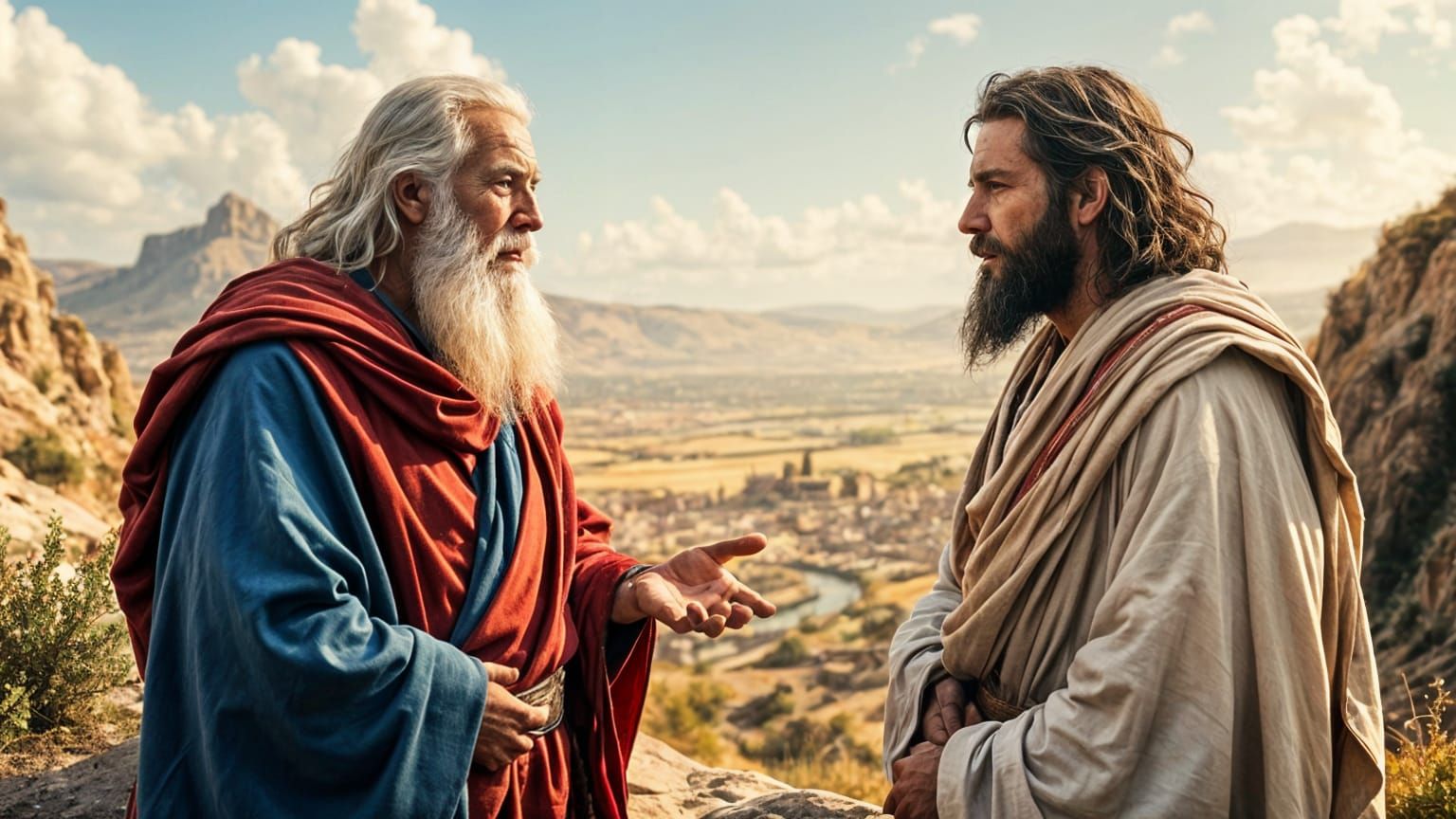 Biblical Figure Engages in Serious Conversation with Jesus i...
