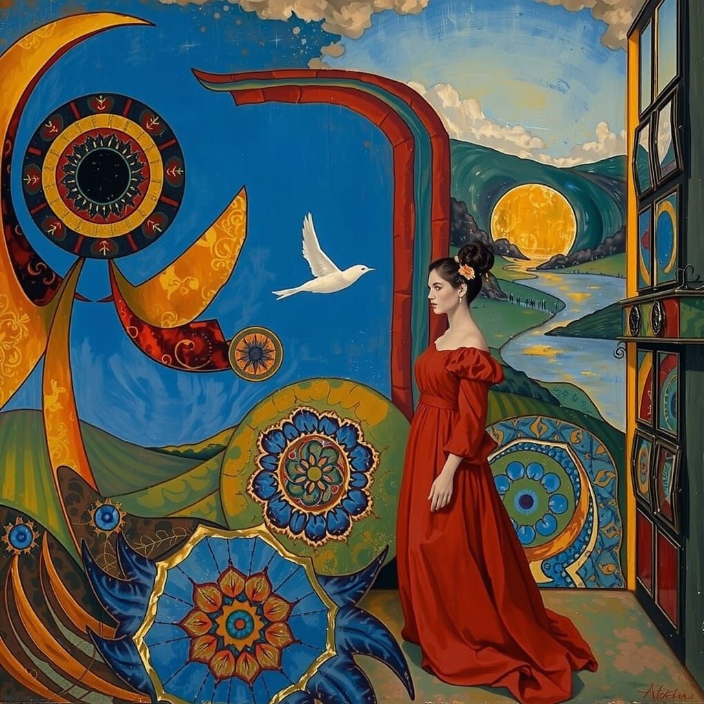 Psychedelic Expressionist Landscape with Fractal Colors