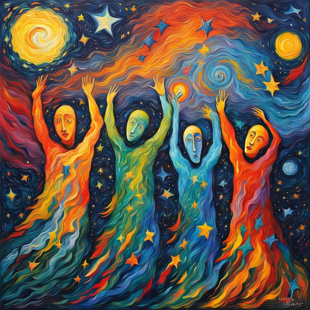 Ghosts Dancing in Starry Night: Abstract Expressionism