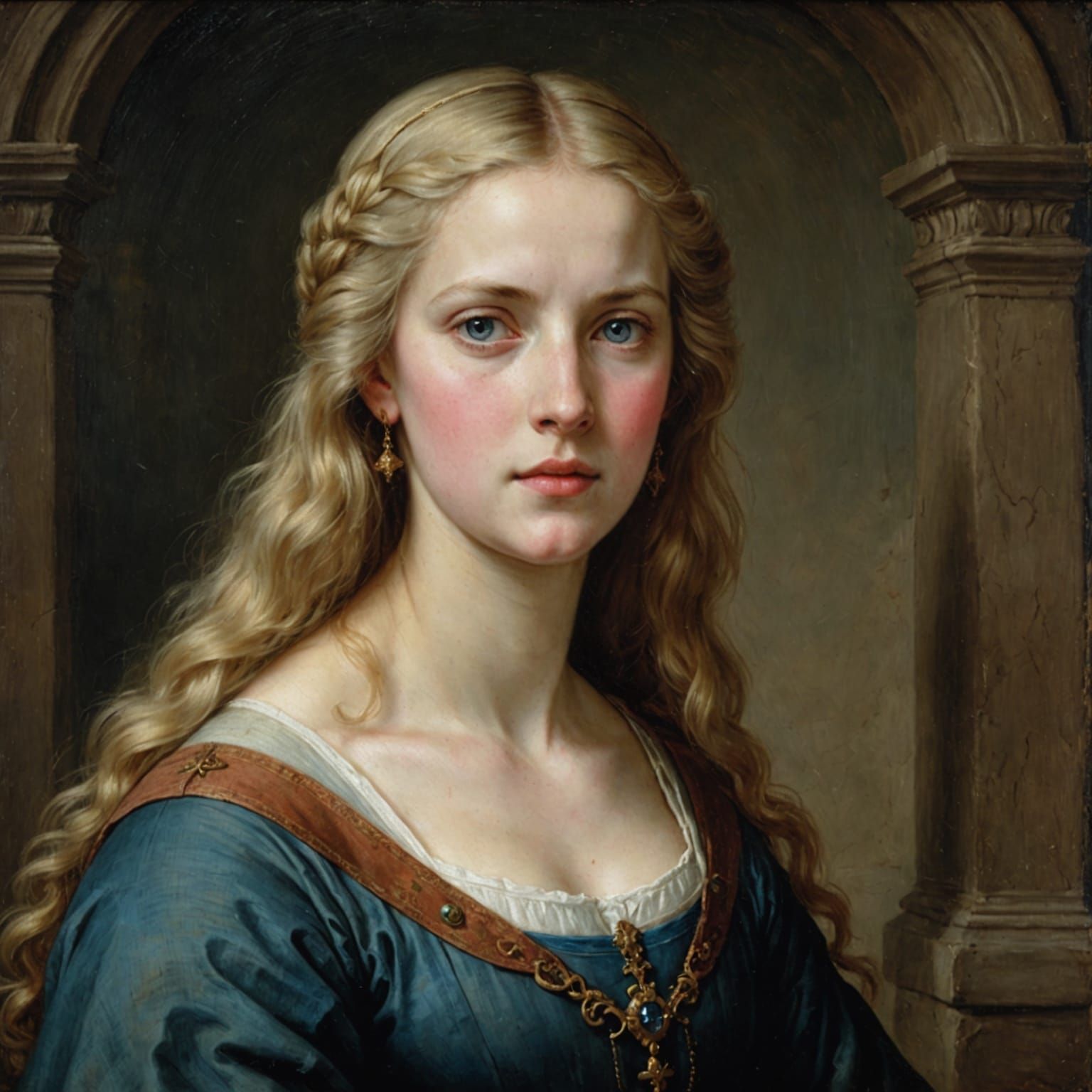 Beautiful Medieval Woman with Blue Eyes