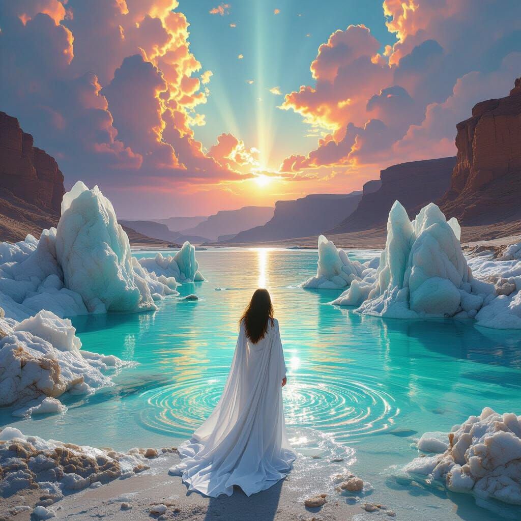 Dead Sea Crystal Towers: Epic Fantasy Art