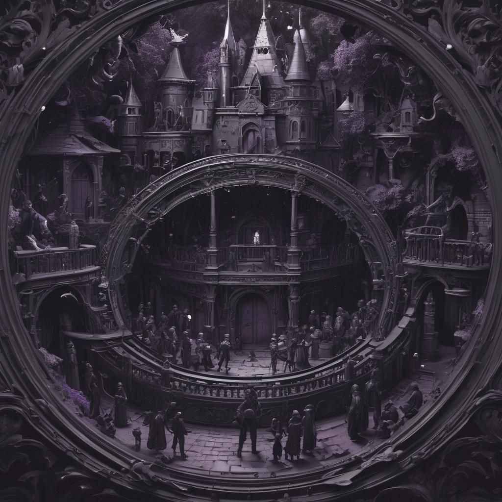 Dark Fantasy Art Nouveau City in a Circle