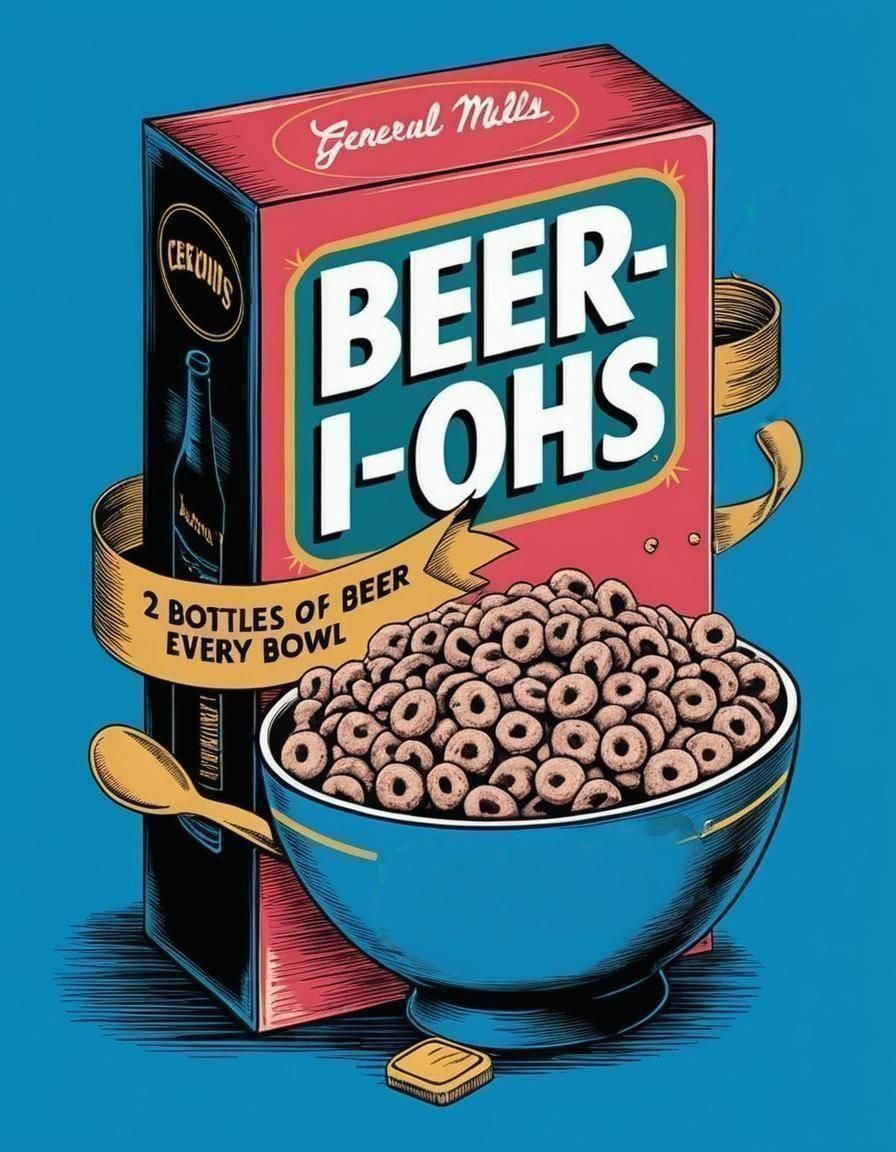 Retro Cereal Box: "Beer-i-ohs" Breakfast Cereal