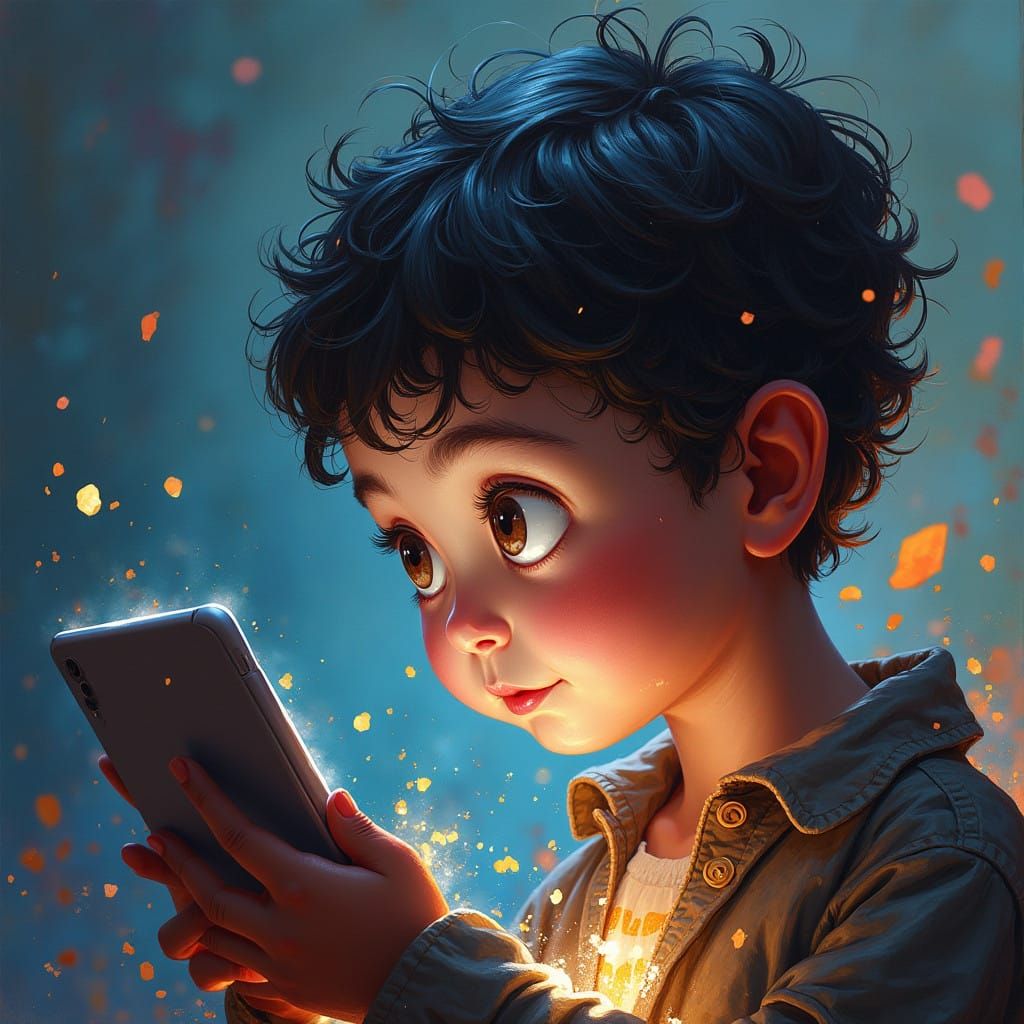 Hyperrealistic iPad Portrait in Vibrant Splash Art