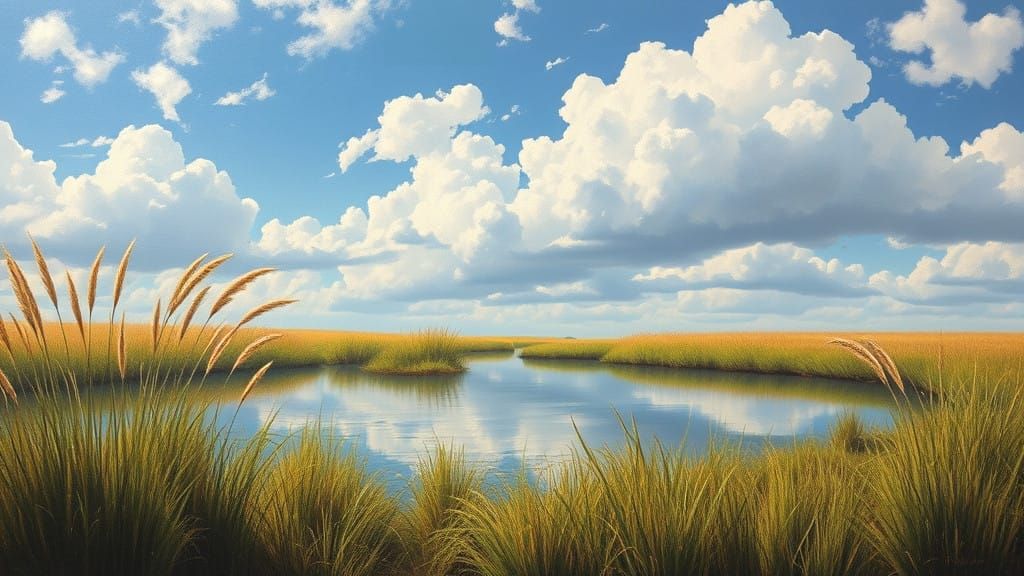 Whimsical Japanese Landscape in Oil Painting Style