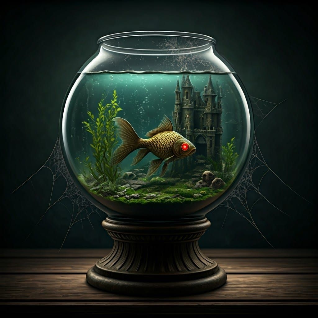Victorian Fish Bowl with Malevolent Goldfish