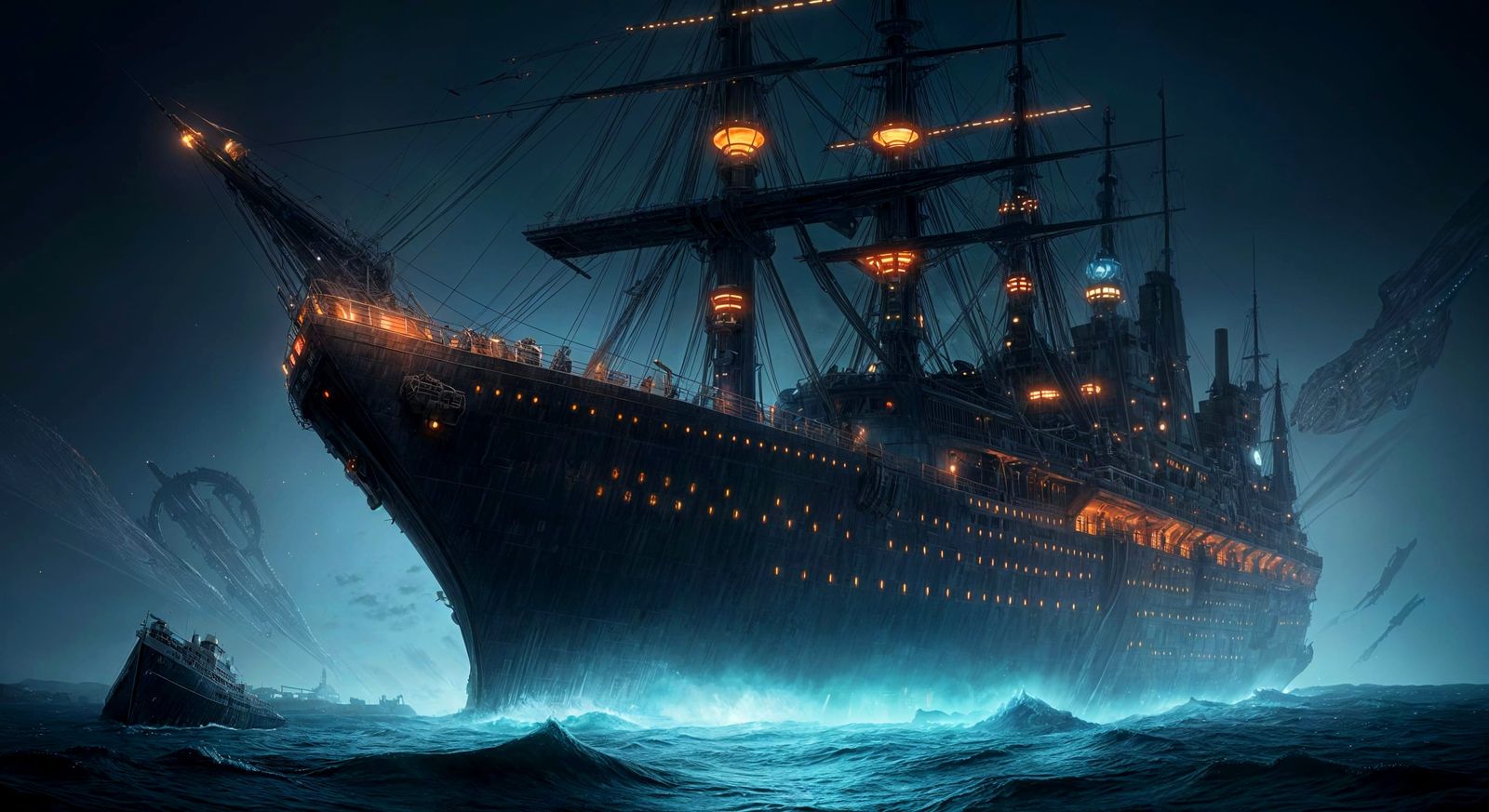 Cyberpunk Titanic in Peril