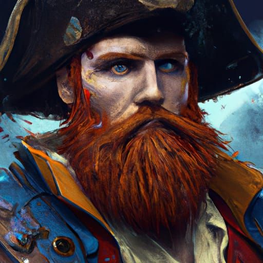 Detailed Portrait of a Red-Bearded Pirate