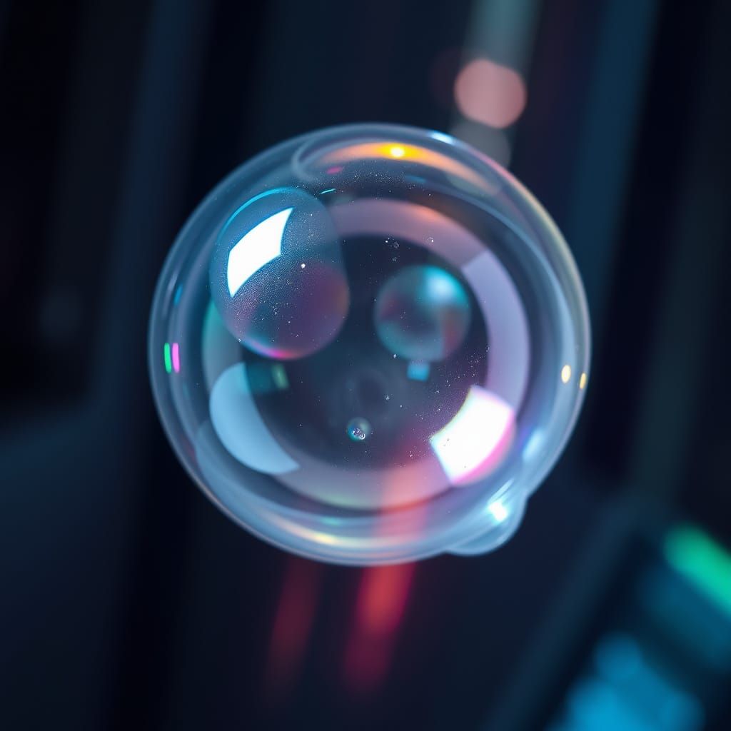 Air Bubble in Glass: Macro Rainbow Light