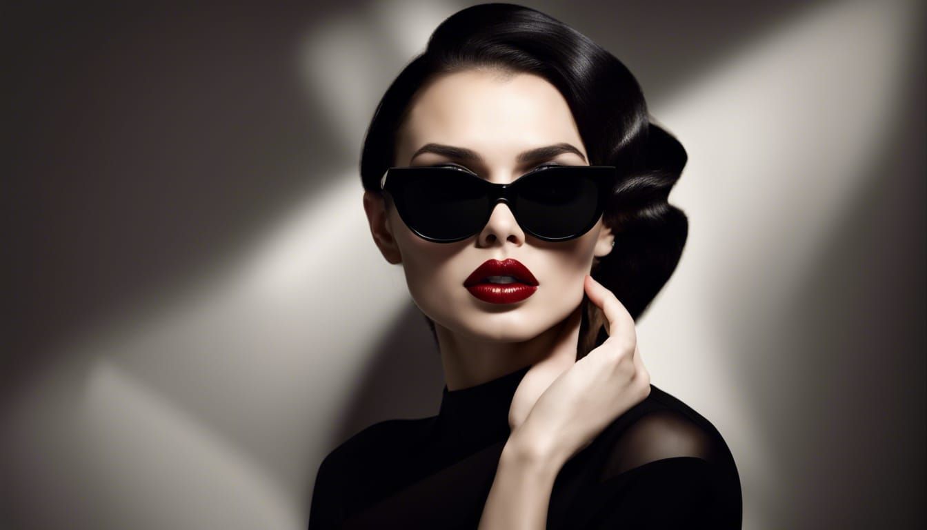 Glamorous Woman with Black Shades Portrait