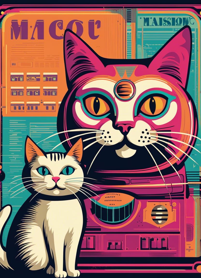 Retro Cat Language Translator in Vibrant Colors