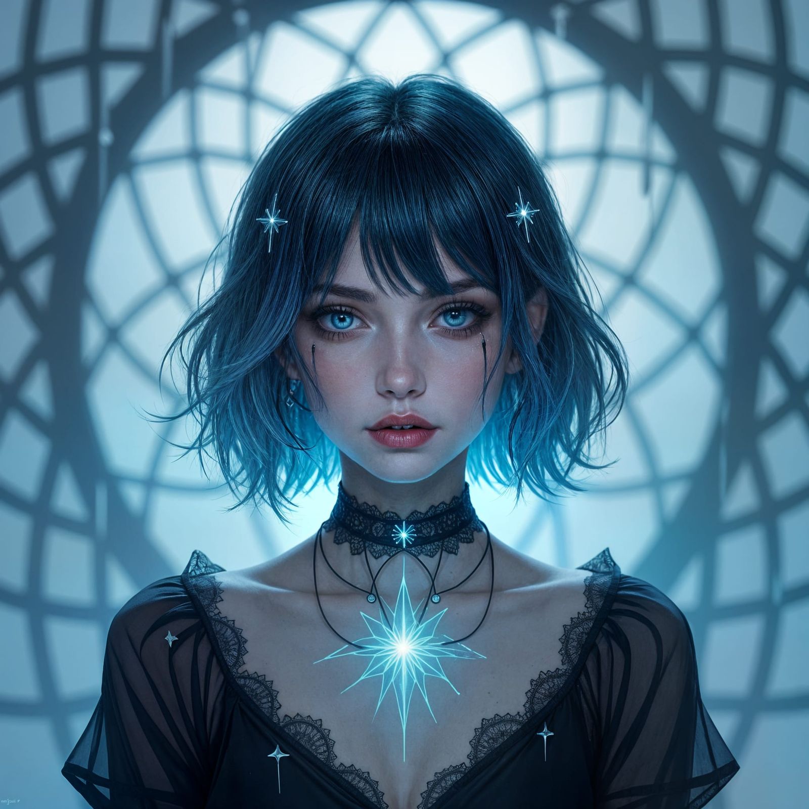 Gothic Woman in Abstract Despaircore Portrait