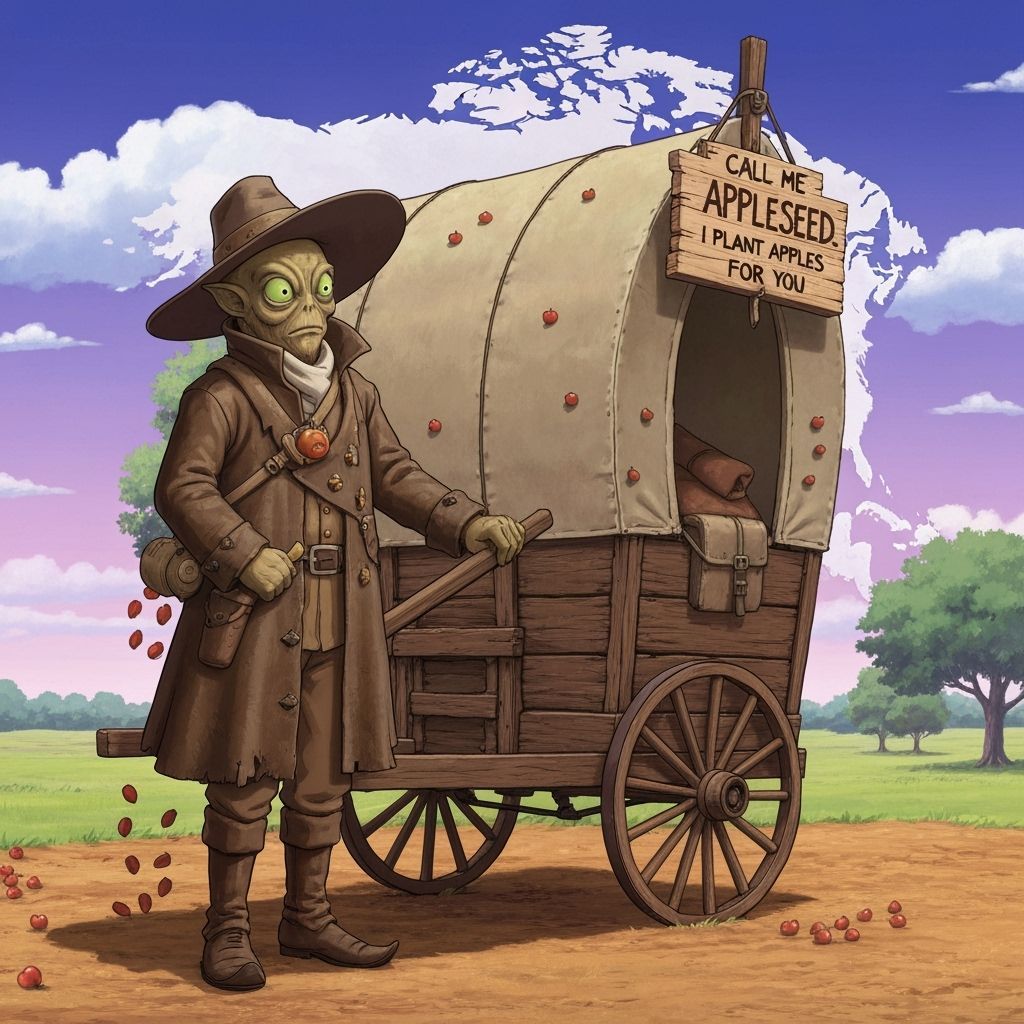 Space Alien Johnny Appleseed Plants Seeds Across North Ameri...