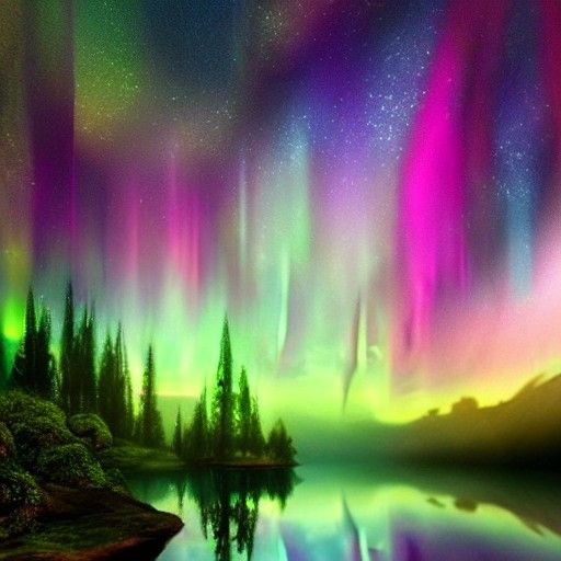 Iridescent Opal Forest Landscape at Twilight