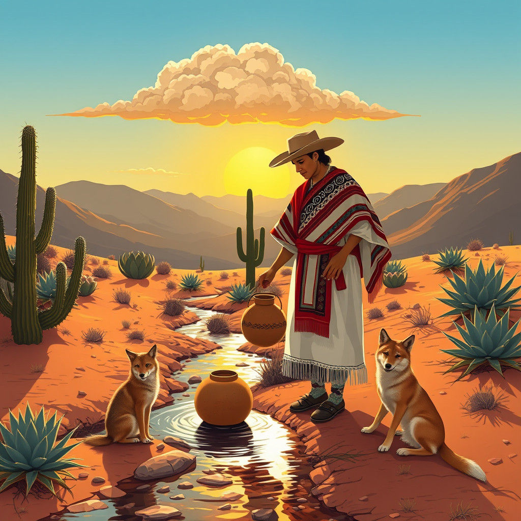 Mexican Desert Scene in Pop Art Style