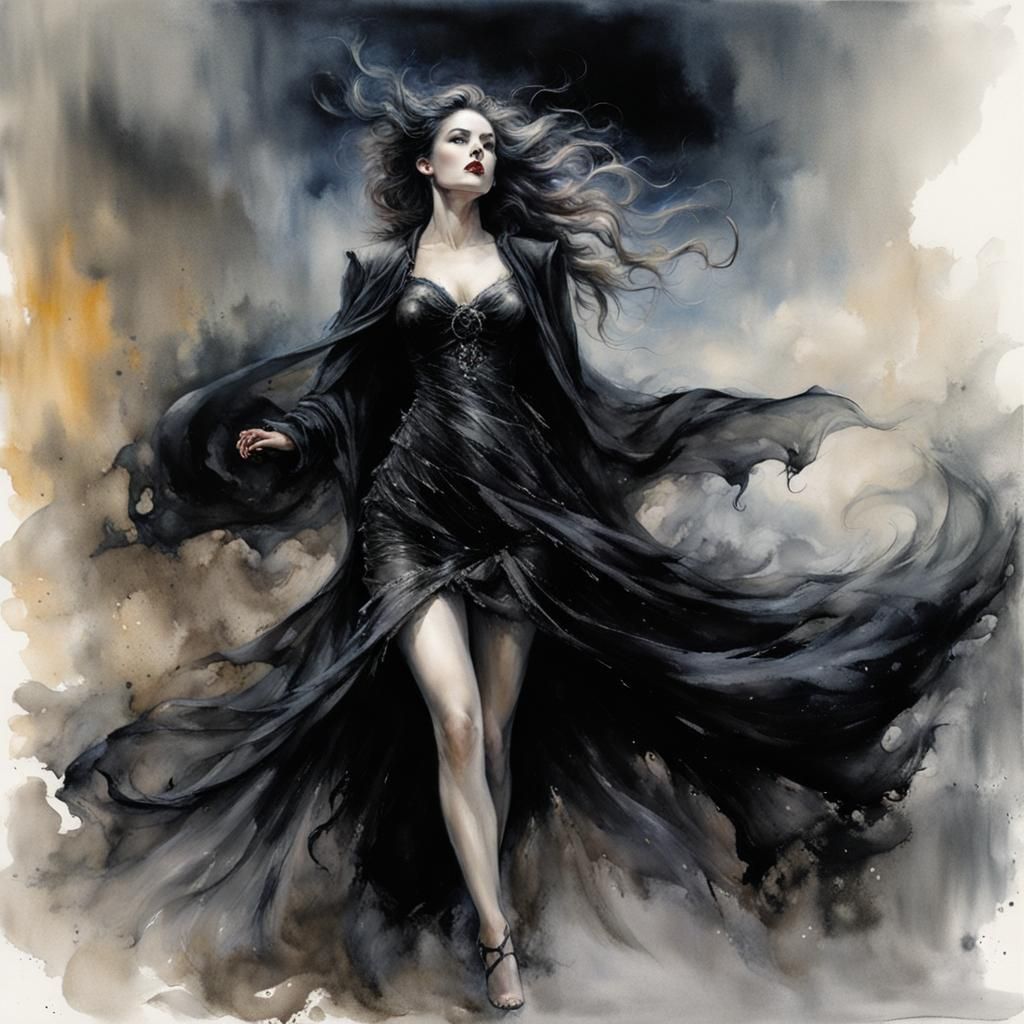 Smoky Midnight Dance on Wet Pavement