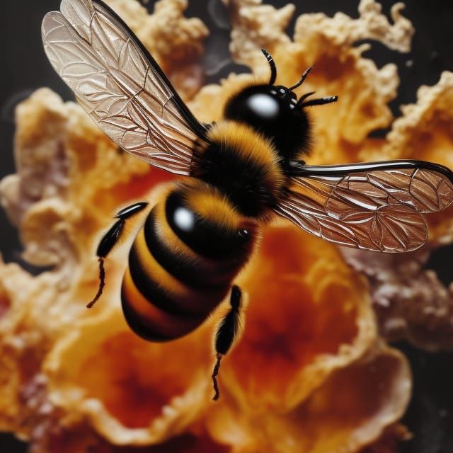 Adorable Bee in Inkblot Art Style