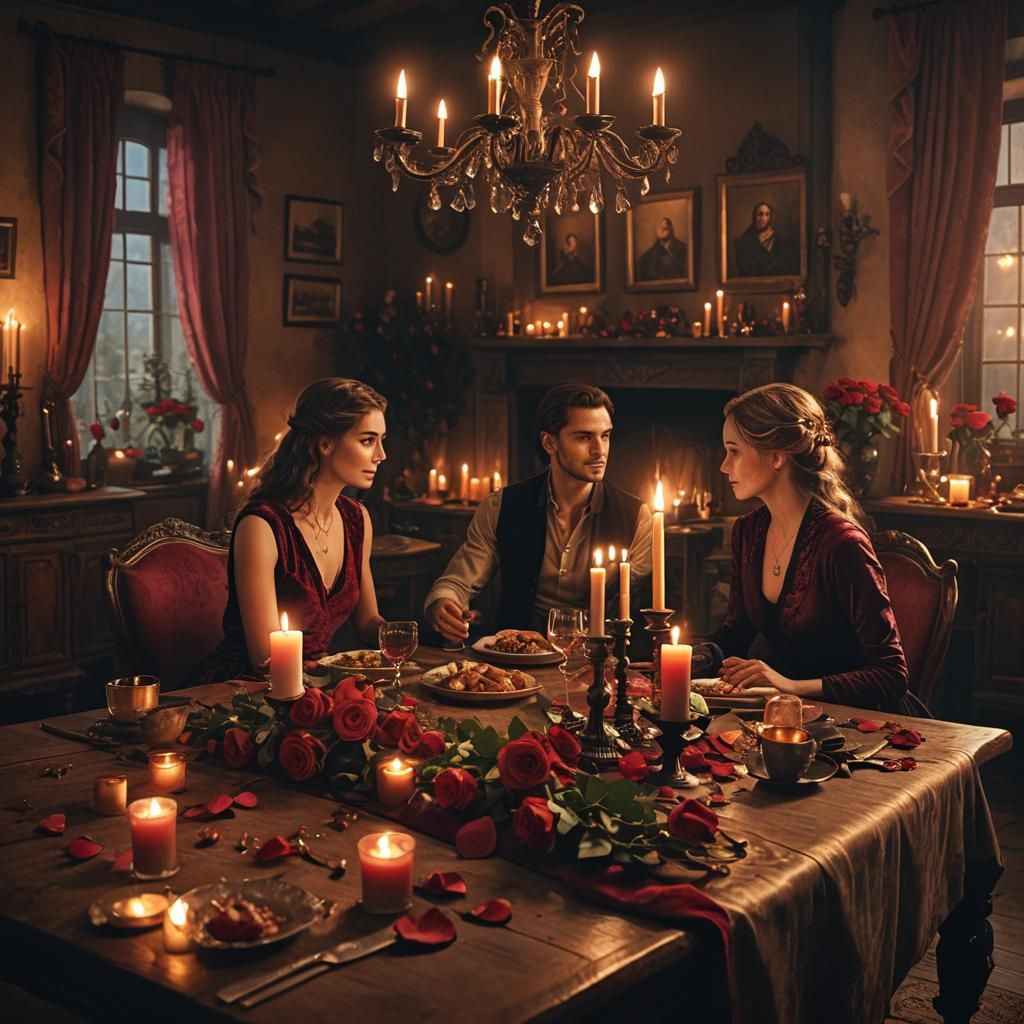Romantic Candlelit Dinner in Cozy Home