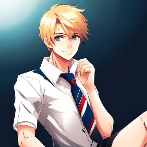 Anime Style Sigma Male in School Uniform