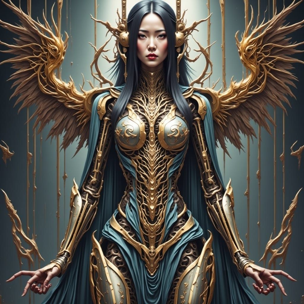 Cybernetic Aphrodite Goddess in Asian Android Aesthetic