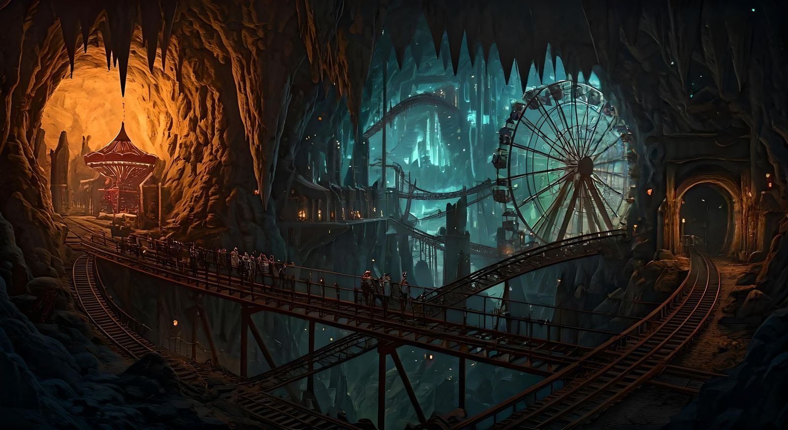 Underground Cave Theme Park with Stone Troll Entrance