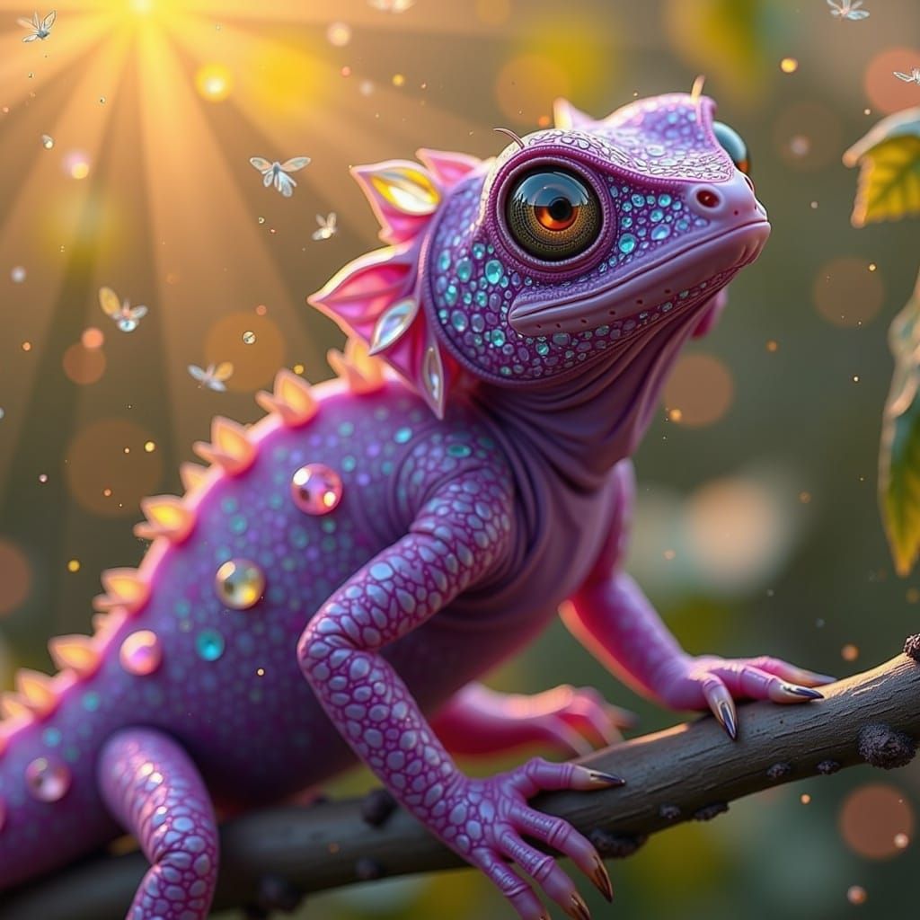 Whimsical Grape-Dragon Hybrid in Sun-Kissed Vineyard