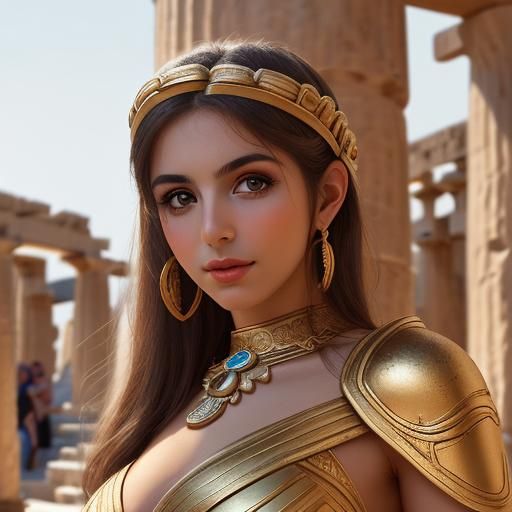 Beautiful Greek Woman in Ancient Setting