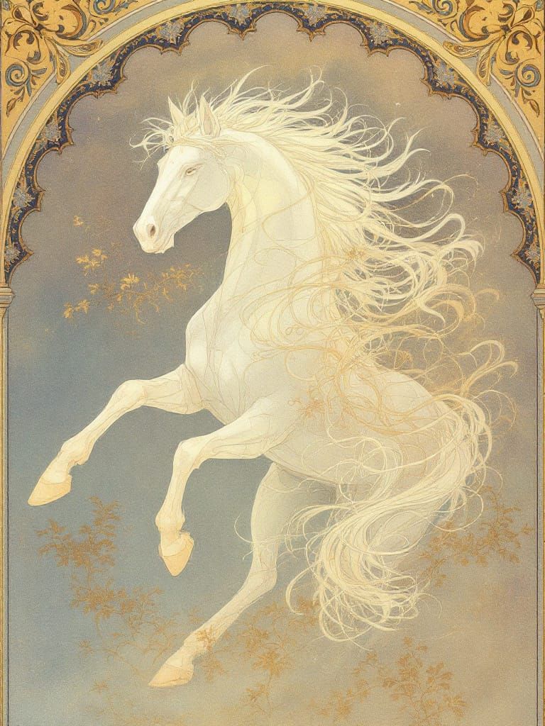 Mythological Horse Running Free in Ethereal Style