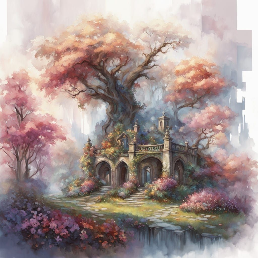 English Country Garden in Vibrant Bloom